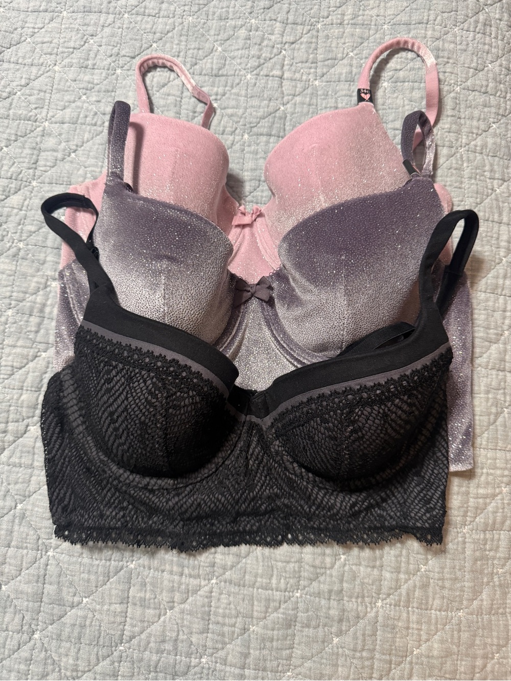 Body By Victoria Lined Demi Underwire Bras Sz 36C Lot Of 3 New